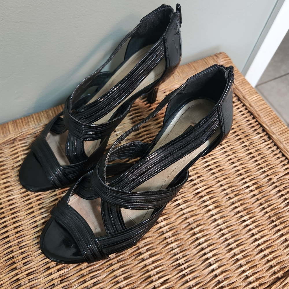 Alex Marie Black Strappy Open-Toe Heels